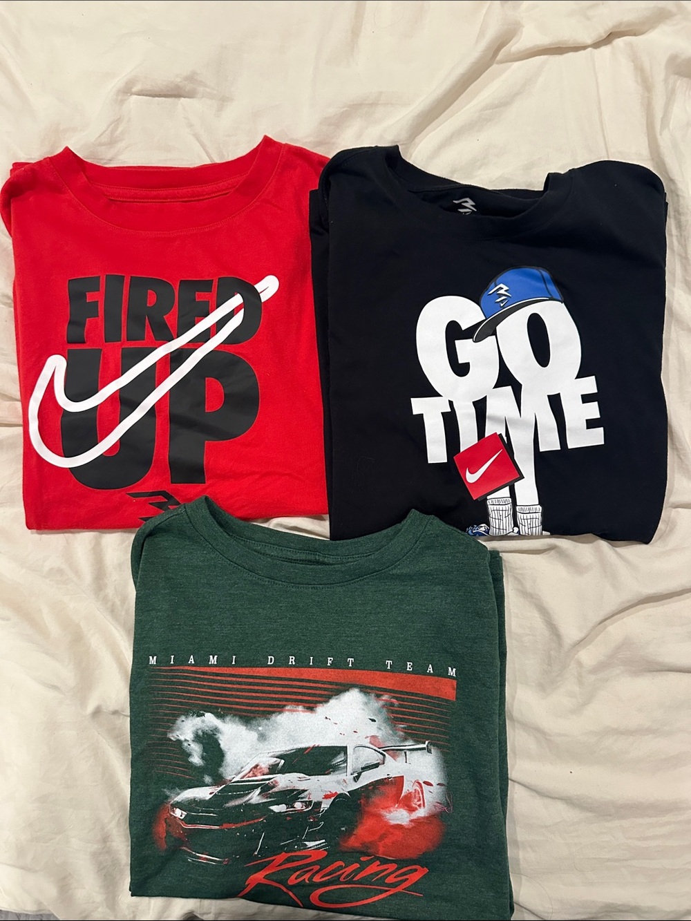 Nike Kids' Short-Sleeve Tees - Red, Black, Green - 3 Pack